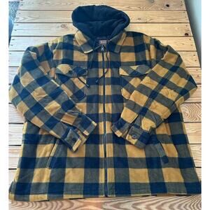 NEW Tailgater Check Flannel Hooded Jacket Size 2XL Men’s Yellow Black